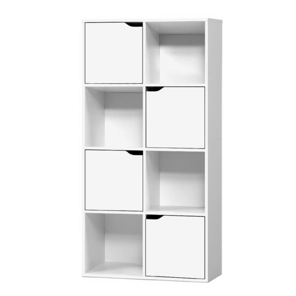 Fanno-8 Cube Display Shelf with Doors and Open Storage for Home Organization White