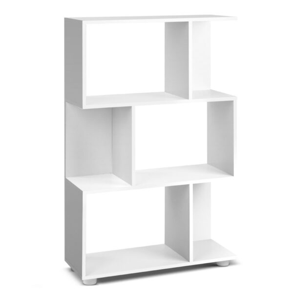 Fanno-3 Tier Zig Zag Bookshelf Display Shelf for Home Decor and Collectibles White