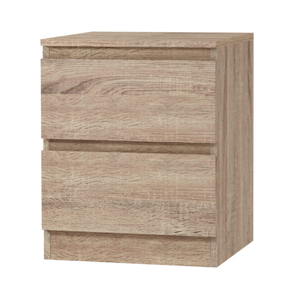 Fanno-Bedside Table with 2 Drawers Modern Handleless Design Easy to Clean Wood Finish