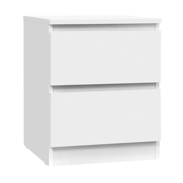 Fanno-Bedside Table with 2 Drawers Modern Handleless Design White Storage Solution