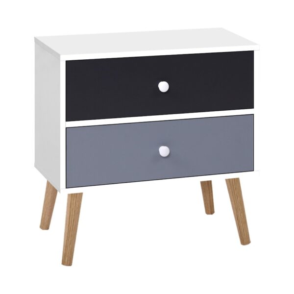 Fanno-Scandinavian Bedside Table with 2 Drawers Stylish Two-Tone Design for Bedroom