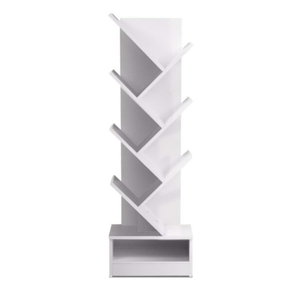 Fanno-Tree Bookshelf 7 Tier Freestanding or Wall Mounted Storage White Elegant Design