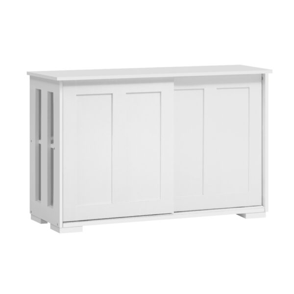 Fanno-Buffet Sideboard Storage Cabinet with Sliding Doors and Ample Kitchen Space White