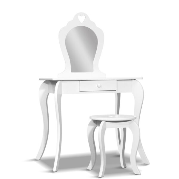 Fanno-Kids Dressing Table Set with Stool and Mirror for Princess Makeup White