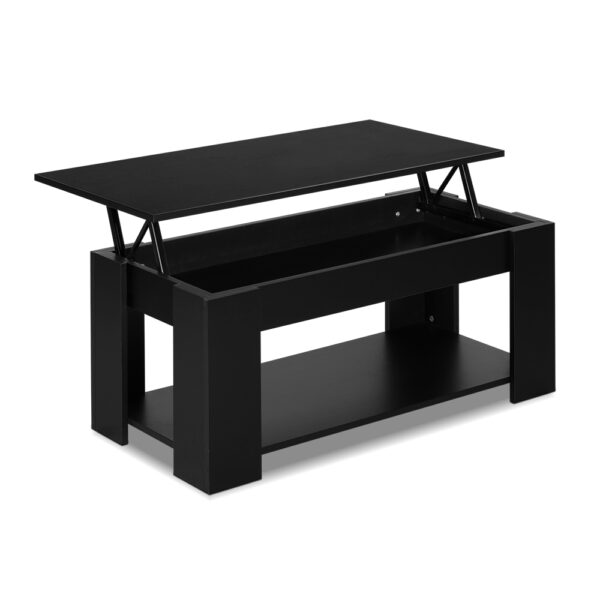 Fanno-Lift Top Coffee Table with Hidden Storage Space Black Modern Design