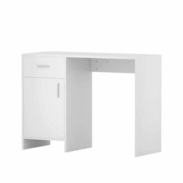 Fanno-Computer Desk with Drawer and Cabinet Storage for Home Office White 100CM