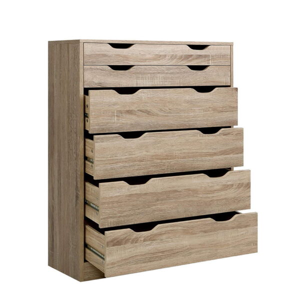 Fanno-Tallboy Storage Cabinet with 6 Drawers Scandinavian Design Oak Finish