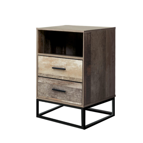 Fanno-Modern Bedside Table with 2 Drawers and Open Shelf for Bedroom Storage