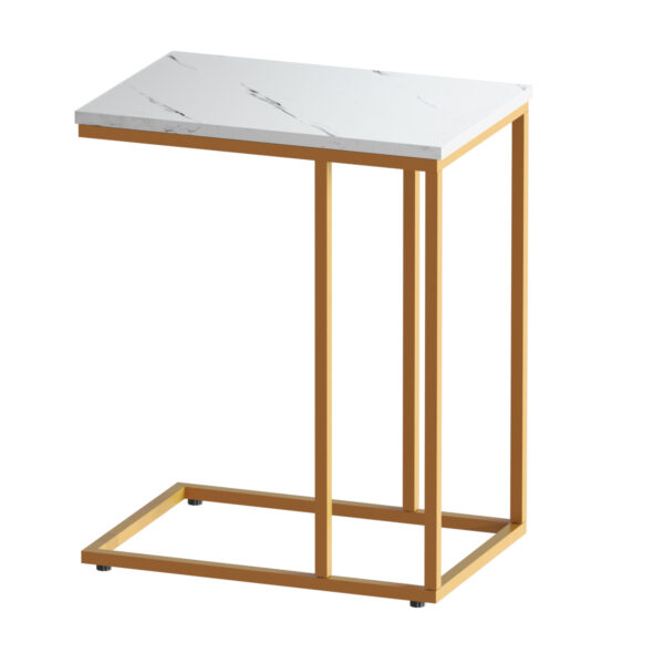 Fanno-Modern Industrial  Side Table with Marble Finish and Metal Frame 40KG Capacity