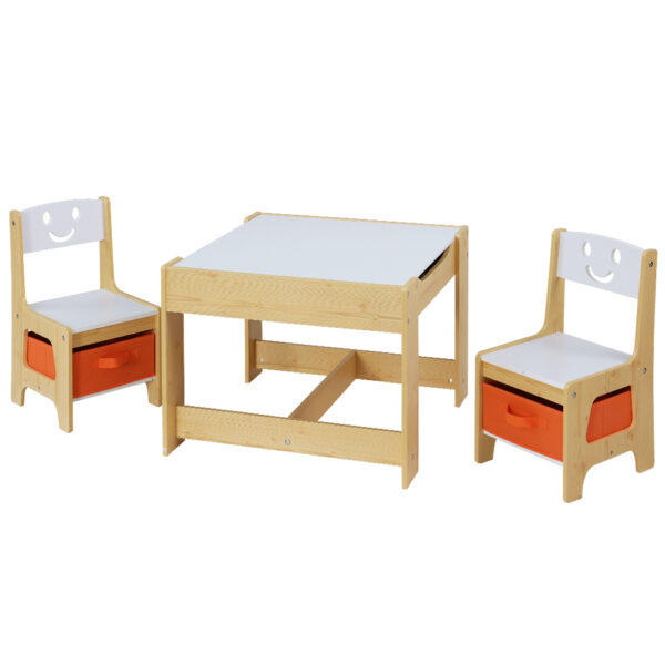 Fanno-Kids Table and Chairs Set with Chalkboard Storage for Play and Learning Activities