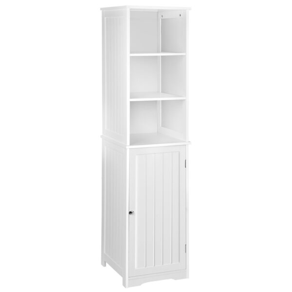 Fanno-Tall Bathroom Cabinet Storage Eco-Friendly MDF 5-Tier White Space Saving Design