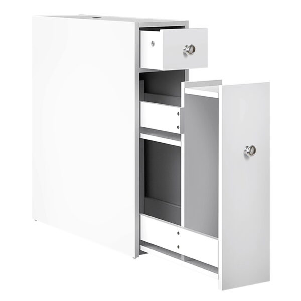 Fanno-Bathroom Storage Cabinet White Slim Space-Saving Organizer with Tissue Holder