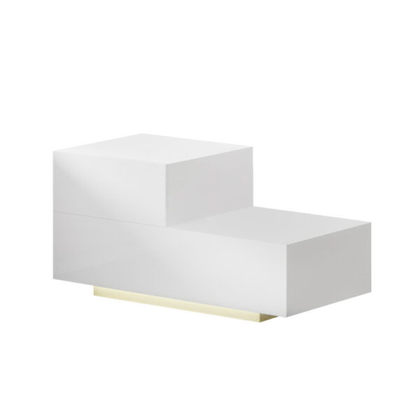 Fanno-LED Bedside Table with Customisable 16 Colour Lighting and 2 Drawers White