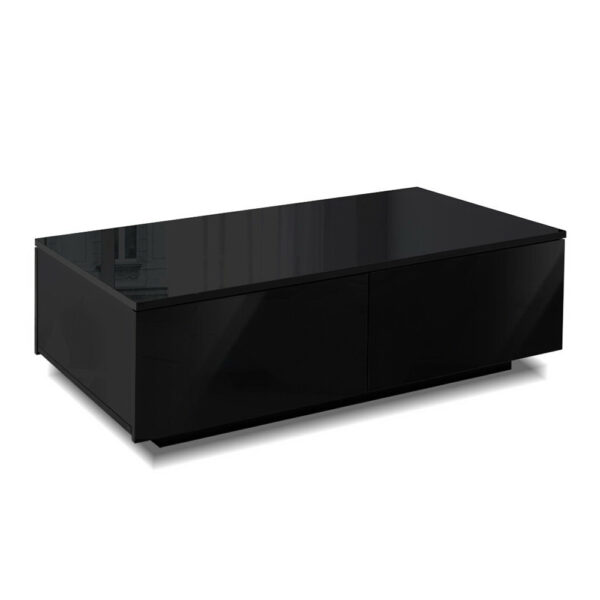 Fanno-Coffee Table with 4 Drawers Black Modern Storage for Living Room Furniture