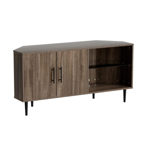 Fanno-Mid-Century Modern Corner Entertainment Unit TV Stand with Open Storage 120CM