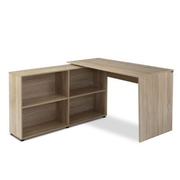 Fanno-L-Shape Computer Desk with 4-Cube Bookcase Storage in Oak Finish 130CM