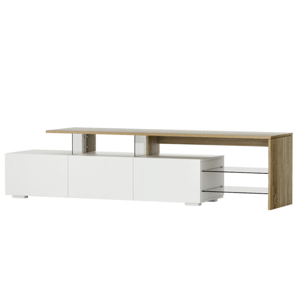 Fanno-Entertainment Unit with Dual-Tone Design and Storage for Living Room Organization