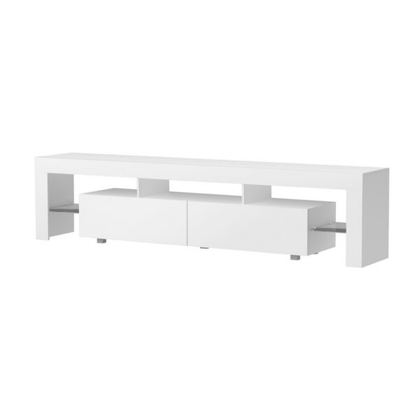 Fanno-LED Entertainment Unit with RGB Lighting Modern TV Stand Storage White 200cm