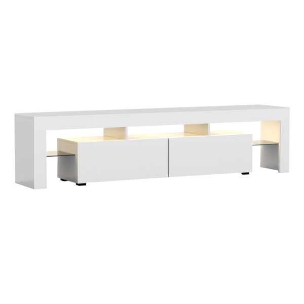 Fanno-LED Entertainment Unit with RGB Lighting Modern TV Cabinet Storage White 189cm