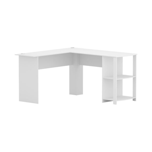 Fanno-L-Shaped Computer Desk with Open Shelves and Cable Management in White 136CM