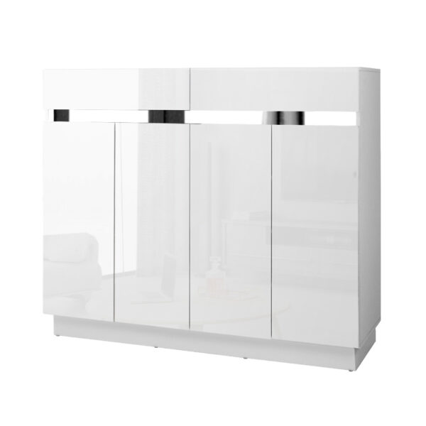 Fanno-Shoe Cabinet Storage Organizer for 24 Pairs Adjustable Shelves White Finish