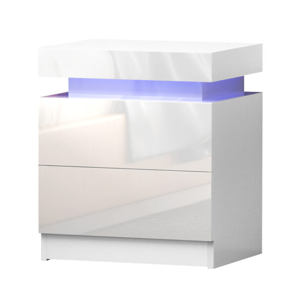 Fanno-LED Bedside Table with 16 Colour Customizable Light and Ample Storage Space