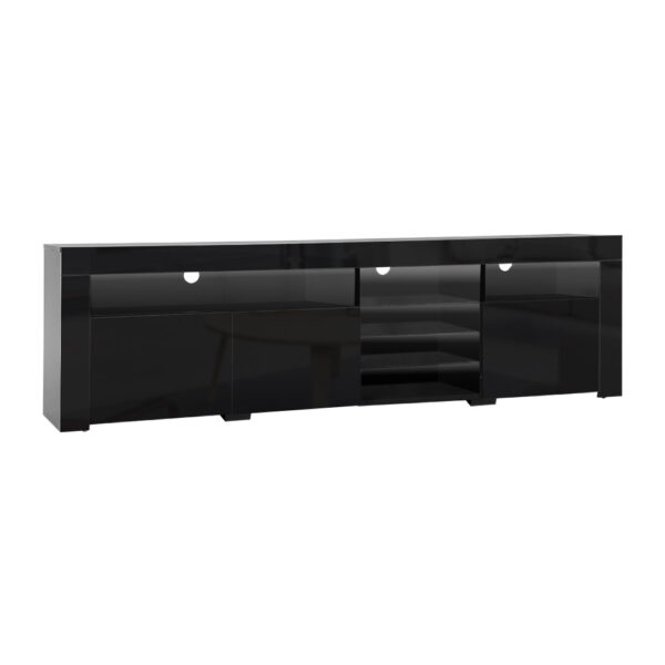 Fanno-LED Entertainment Unit TV Cabinet with Customisable Lighting and Storage Black 180cm