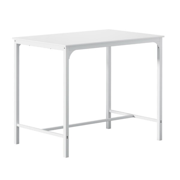 Fanno-Bar Table 120cm Rectangle Top Metal Legs Indoor Outdoor Dining White Easy Assembly