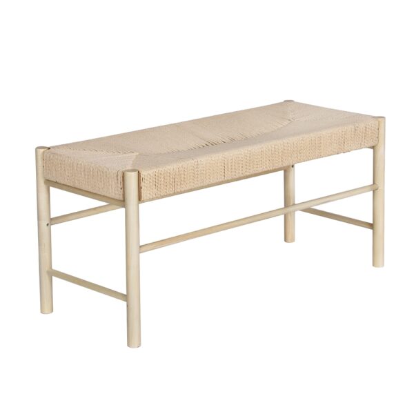 Fanno-Contemporary Dining Bench with Paper Rope Seat and Sturdy Wood Legs 100cm