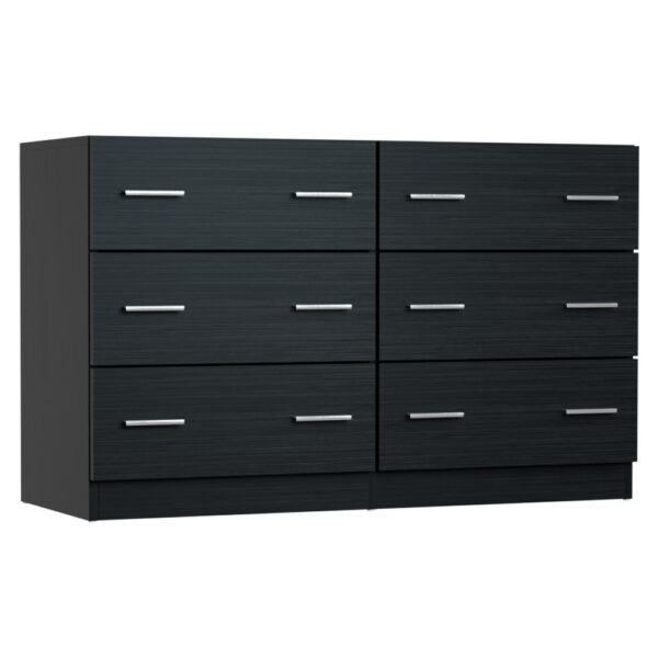 Fanno-6 Drawer Lowboy Chest of Drawers Black Contemporary Storage Solution for Home