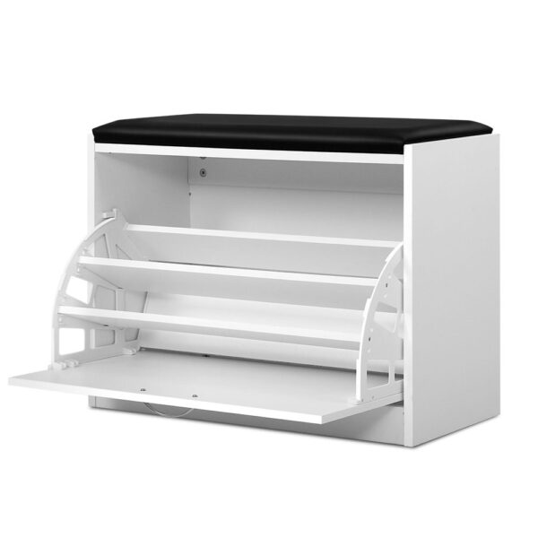 Fanno-Shoe Storage Bench with Adjustable Shelves and PU Leather Seat for 15 Pairs