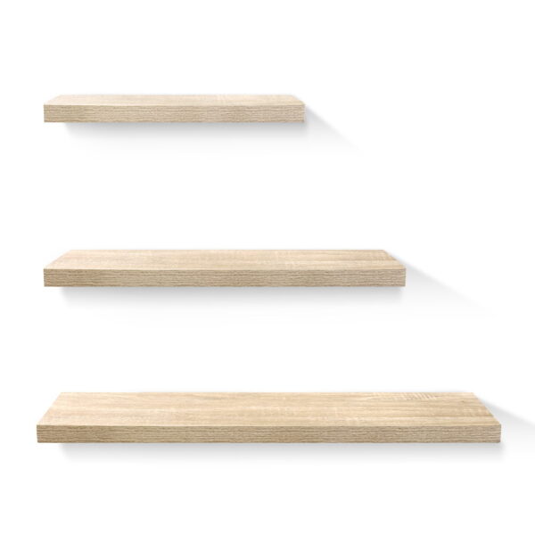 Fanno-Floating Wall Shelf Set of 3 Oak Sturdy Shelves for Home Office Display Storage