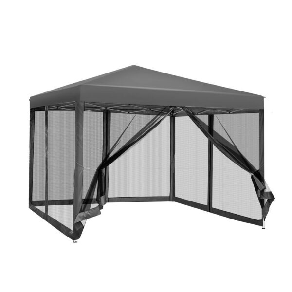 Fanno-Pop Up Gazebo 3x3m Waterproof UV Resistant Outdoor Canopy with Mesh Walls Grey