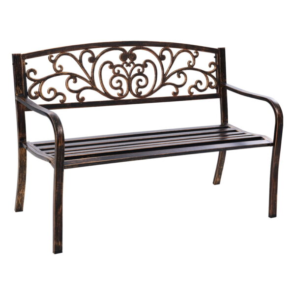 Fanno-Garden Bench Steel Outdoor Furniture Vintage 3 Seater Weather Resistant Black