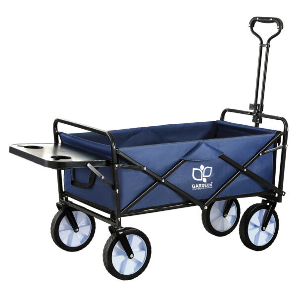 Fanno-Garden Cart Trolley for Gardening Shopping Outdoor Use with Cup Holders Blue