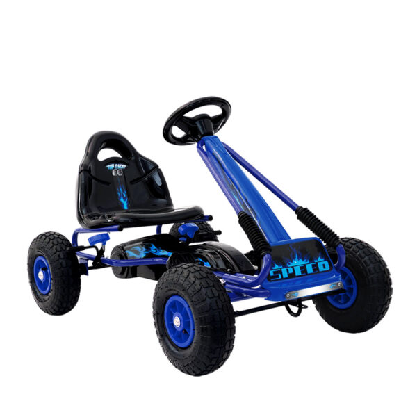 Fanno-Kids Pedal Go Kart Outdoor Toy Safe Fun for Ages 3 and Up Blue Rubber Tyres