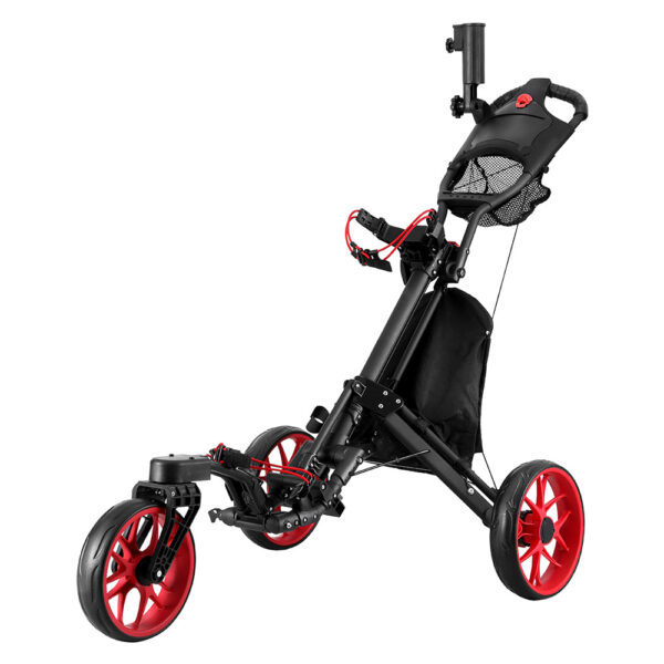 Fanno-Golf Trolley Cart with Swivel Wheels Umbrella Stand Cup Holder and Footbrake