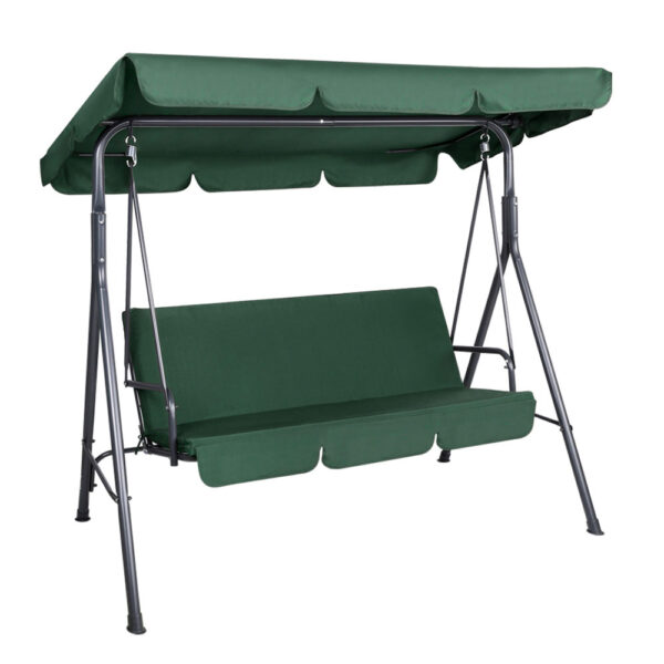 Fanno-Canopy Swing Chair for Outdoor Garden Patio 3 Seater with Adjustable Shade Green