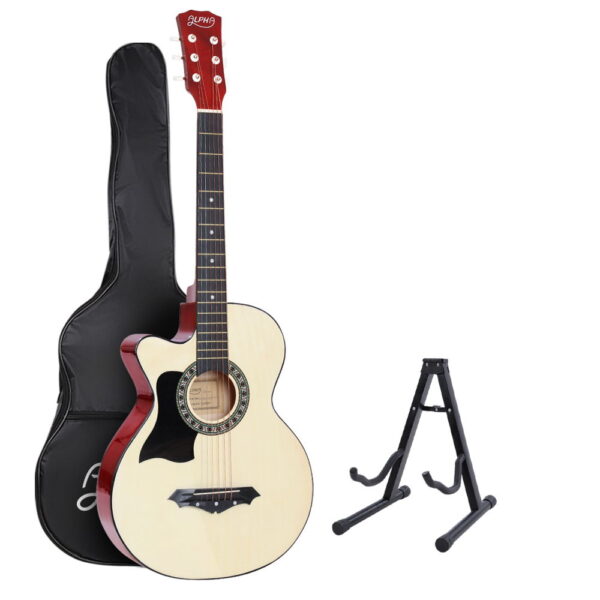 Fanno-38 Inch Left Handed Acoustic Guitar with Stand and Accessories for Beginners