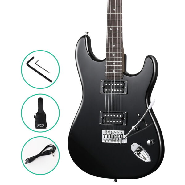 Fanno-Electric Guitar Strat  with Humbucker Pickups and Accessories Black