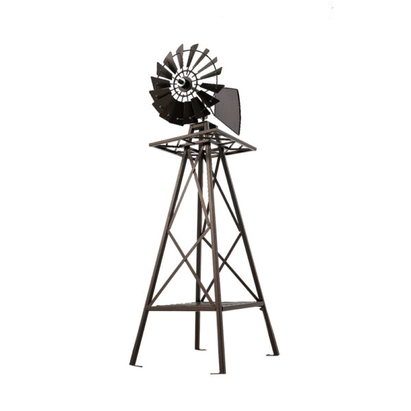 Fanno-Garden Windmill 160cm Metal Outdoor Decor with Weathervane and Wind Power