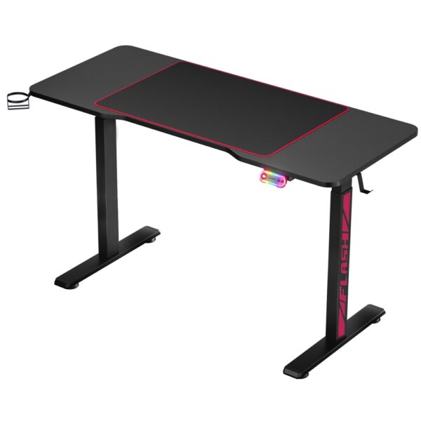 Fanno-Motorised Gaming Desk Adjustable Height with RGB LED and USB Charger Black 140CM