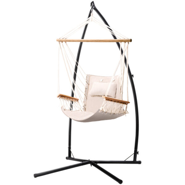 Fanno-Hammock Chair Set with Steel Stand for Indoor Outdoor Use Comfortable Relaxation