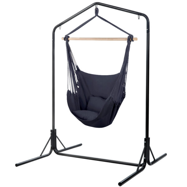 Fanno-Hammock Chair Set with Stand for Indoor Outdoor Use Comfortable Swinging Grey