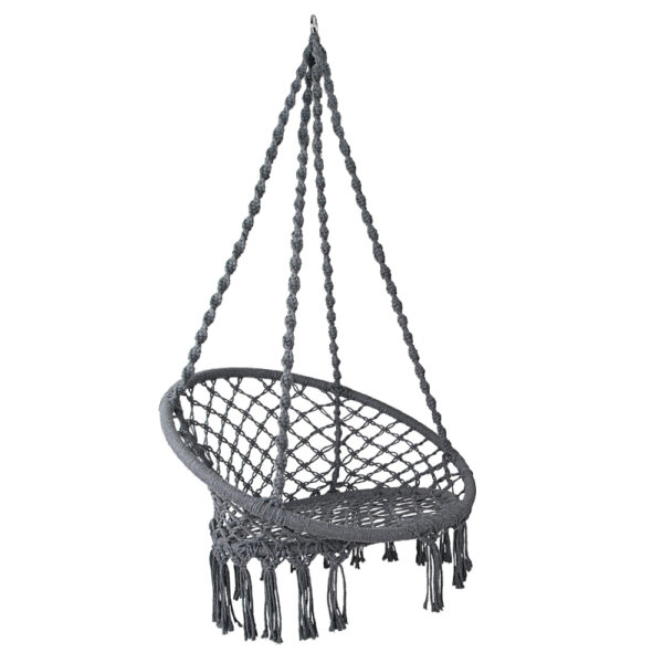 Fanno-Hammock Hanging Swing Chair Indoor Outdoor Grey Cotton Durable Soft Fabric