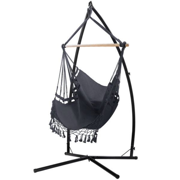 Fanno-Hammock Chair Set with Steel Stand for Indoor Outdoor Relaxation Grey