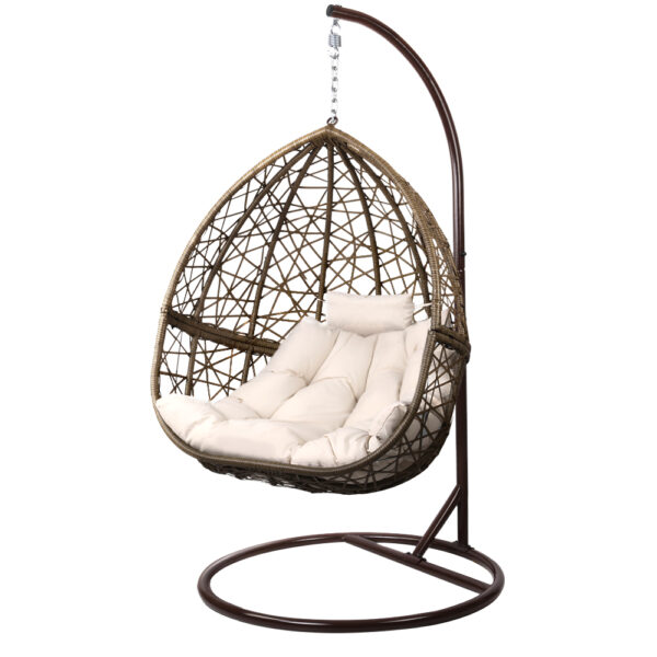 Fanno-Outdoor Hanging Swing Chair with Cushion UV Resistant Wicker Pod for Relaxation