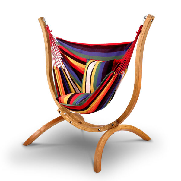 Fanno-Timber Hammock Chair for Indoor Outdoor Use with Cushions and Wooden Stand