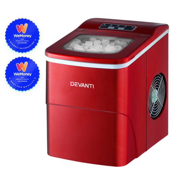 Fanno-Portable Ice Maker Machine for Home Countertop Quick Ice Production Red