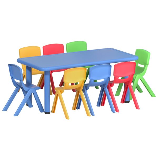 Fanno-Kids Activity Table and Chair Set with 8 Stackable Chairs for Creative Play